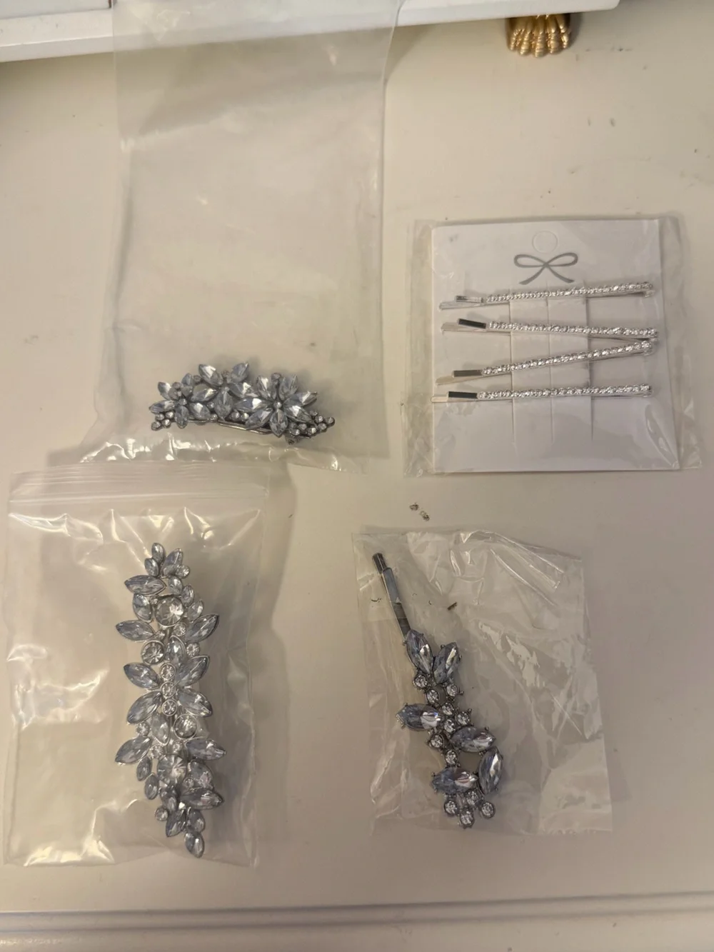Crystal Floral Hair Pins - Silver Decorative Set